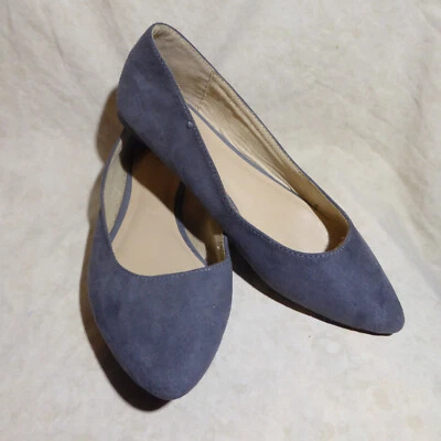 🩰 Old Navy Almond Toe Ballet Flats sz 9 M Slate Blue Gray Suede Leatherette - Image 1 of 4