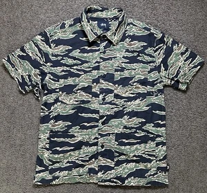 Y2K Stussy Men’s Camo Small Button Up Shirt Street Wear Rare NWT Camouflage SS - Picture 1 of 11