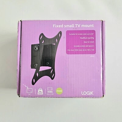 Logik Fixed TV Mount Up To 26" Screen Max 8kg Wall Mount Home Office PC Small - Image 1 of 4