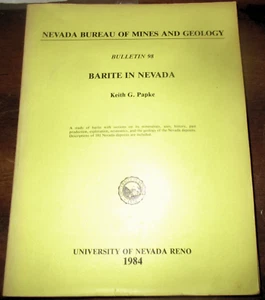 GEOLOGY MINERAL DEPOSITS NEVADA BARTITE MINERALS ORE DEPOSITS STATE WIDE SURVEY - Picture 1 of 1