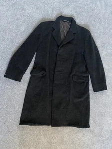 Dunn & Co CROMBIE Coat Mens 44 Black 100% Wool Long Jacket Great Britain Vintage - Picture 1 of 21