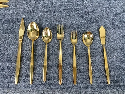 Stanley Roberts * BOLERO Japan Stainless Gold Tone Flatware CHOICE! NEW! (48) - Image 1 of 3