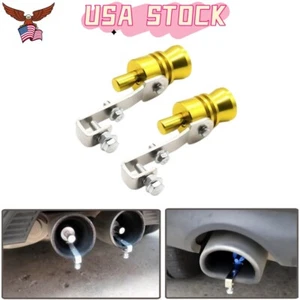 2x Gold Sound Amplifier Exhaust Pipe Booster Whistle Fake Blow Off Valve Muffler - Foto 1 di 10