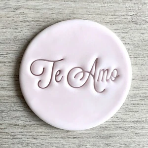 Te Amo Fondant Embosser or Cookie Stamp with handle - Picture 1 of 2