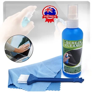 3in1 Screen Cleaner Set Monitor TV PC LED LCD Laptop Cleaning Plasma Cloth Brush - Picture 1 of 12