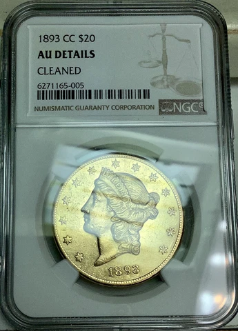 1893-CC Carson City $20 LIBERTY DOUBLE EAGLE - NGC AU - Gold Coin Cover