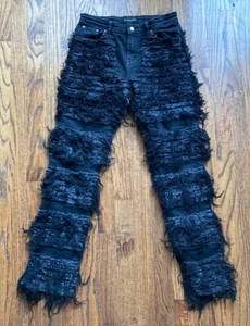Valabasas Play Jeans Youth Size 14 Black Stacked Stretch Flare Grunge Streetwear - Picture 1 of 14