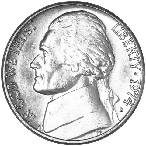 1974 D Jefferson Nickel BU US Coin Cover