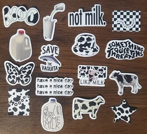 Lote #9 - Pegatina / Calcomanía / Álbum de recortes / Monopatín - VACAS / Granero / Leche / Moo - Imagen 1 de 4