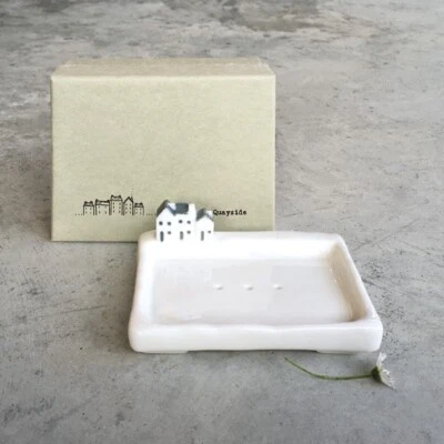 East of India Quayside Scene Soap Dish, Porcelain Soap Dish, Coastal Soap Dish - Image 1 of 3