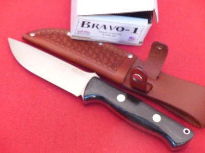Cuchillo Bark River USA Bravo 1 negro lona micarta hoja fija A2 nuevo Foto 1 de 4