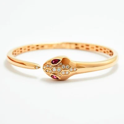 BVLGARI Serpenti браслет браслет бриллиант турмалин K18 розовое золото чехол коробка - Изображение 1 из 4