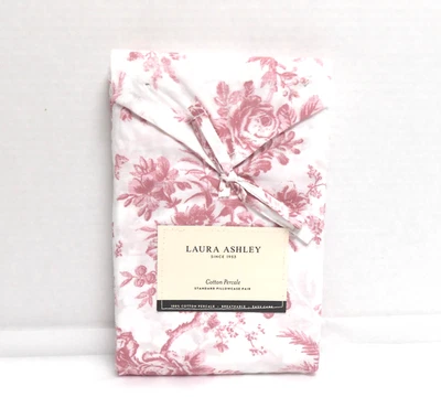 Laura Ashley Standard 2 棉 Percale 21 英寸 x 32 英寸枕套紫红色围墙花园 — 第 1/2 张图片