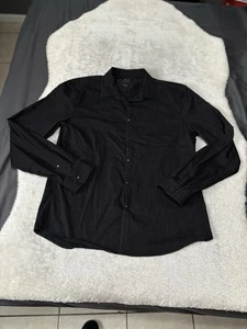 Armani Exchange Herren Western Schwarz Gestreift Perlen Druckknopf Hemd Größe XL Slim Fit - Bild 1 von 7