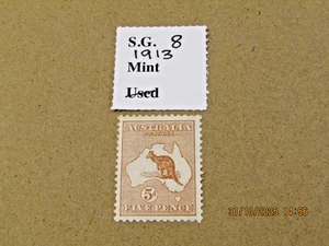 AUSTRALIA SG 8 KANGAROO 5d CHESTNUT M/MINT - Picture 1 of 2