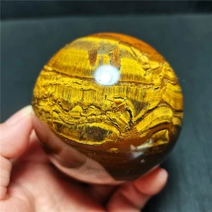 TOP 747.9G 78mm Natural Ojo de Tigre Cristal Esfera Bola Curación de China RA14 - Imagen 1 de 8