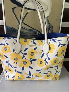 Kate Spade Katy Sunshine Floral Leather Large Tote Purse Yellow Poppy - Foto 1 di 7