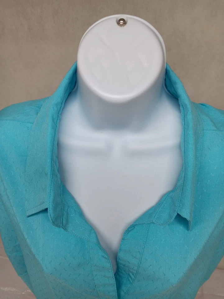 Топ женский Joanna Plus синий 2X с коротким рукавом на пуговицах 100 шт. полиэстер - Изображение 1 из 4