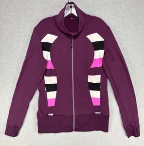 Chaqueta Lululemon Asana Talla Grande Ciruela Púrpura Rayas Cremallera Completa Pista Atlética - Imagen 1 de 12