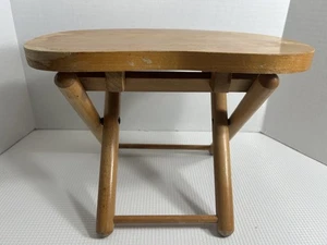 Vintage NEVCO Fold N Carry Holzhocker faltbar Jugoslawien Bauernhaus 10x12 - Bild 1 von 14