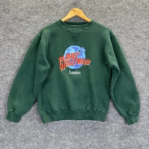Vintage Planet Hollywood Sweatshirt Mens Small Green London Logo Crewneck 90s - Picture 1 of 10