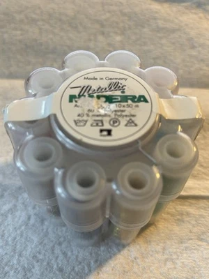 10 MADEIRA METALLIC Machine Embroidery Thread Case 10x 50m With Thimble Unused - Image 1 of 4