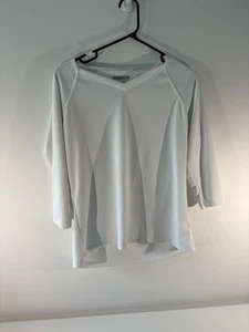 T-shirt donna Columbia manica lunga taglia L bianca PFG scollo a V elasticizzata omni tonalità - Foto 1 di 3