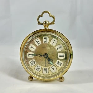 VTG Phinney Walker Travel Alarm Clock Peg Legs Brass Filigree Wind Up Glow VIDEO - Picture 1 of 16