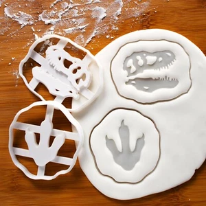 T-Rex Dinosaur Footprint and Skull cookie cutters Tyrannosaurus fossil birthday - Picture 1 of 10