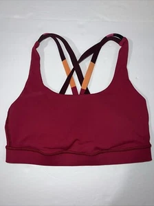 LULULEMON Women's Burgundy Sports Bra Athletic Strappy Back Bra Inserts Size 2 - Picture 1 of 5