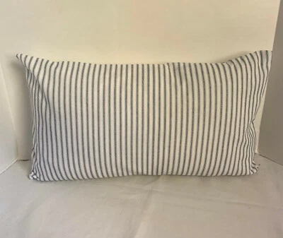 枕套 Ticking 海军蓝和白色织物 定制 尺寸 多种尺寸 — 第 1/4 张图片