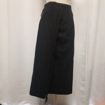 Falda Midi Vintage Años 80 Negra Mezcla Lana Cachemira Boho Acadamia Preppy Md Foto 1 de 4