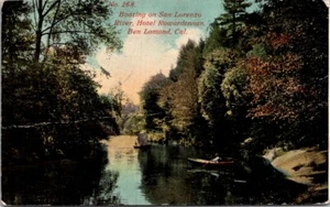 Vintage Postcard Boating On San Lorenzo River Hotel Rowardennan California - Picture 1 of 2