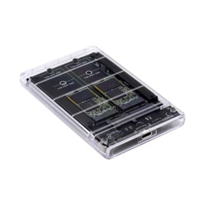 CABLECY Dual NGFF B+M-Key M.2 SSD Card USB3.0 Type-C USB-C 2.5" SATA Enclosure - Picture 1 of 12