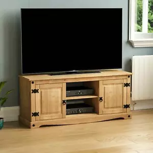 Corona Flat Screen TV Unit 2 Door 1 Shelf TV Cabinet Stand Solid Pine Wooden - Picture 1 of 7