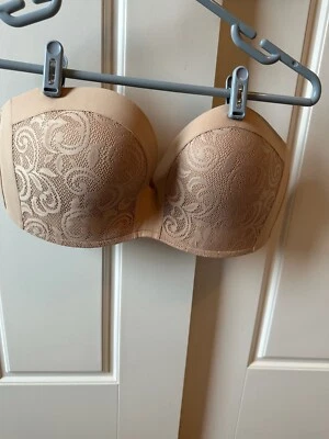 Sujetador Delimira Sin Tirantes Mujer 38DD Flexi Alambre Encaje Copas Desnudo Beige Boda Baile de graduación Foto 1 de 4