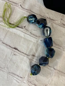 Grobe blau gefärbte facettierte Achat Perlen - Bild 1 von 6