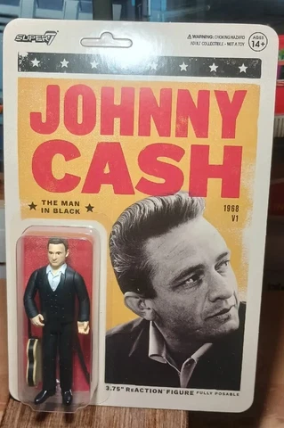 Johnny Cash The Man in Black Super 7 Reaction Figure 3.75" Unpunched Card Cover