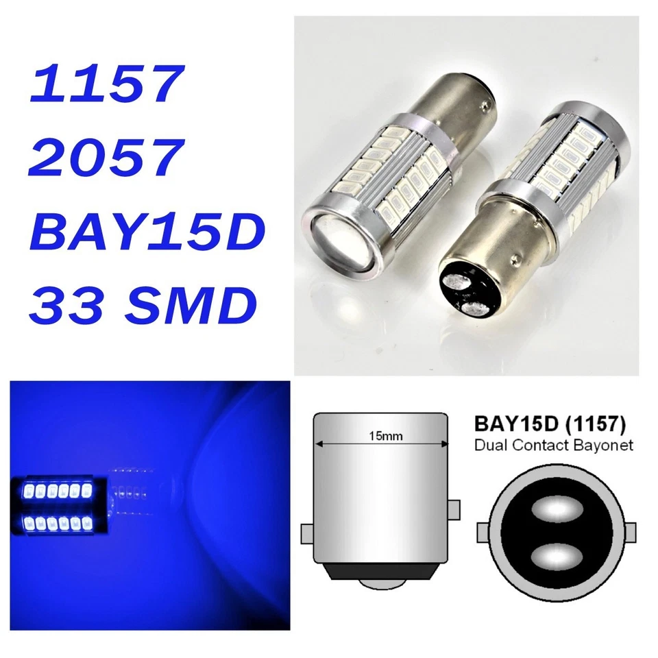 Luz de freno azul 1157 2357 3496 7528 BAY15D 33 SMD bombilla LED A1 para Buick LAX Foto 1 de 1