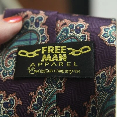 Галстук мужской Free Man фиолетовый пейсли бирюзовый шелковый галстук  - Изображение 1 из 4