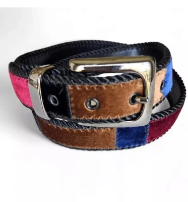 Vintage 1980s Elite Women's Tapestry Velvet Color Block Belt Size Medium 29"-33" - Image 1 of 4