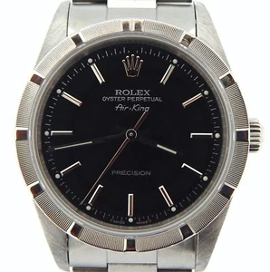 Rolex Air King Precision Mens Stainless Steel Watch Oyster Band Black Dial 14010 - Picture 1 of 6