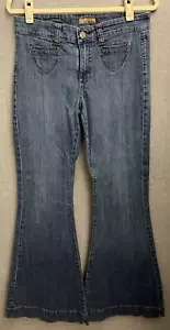 See Thru Soul Jeans Womens 29 Blue Medium Wash Wide Leg Bell Bottom - Picture 1 of 10