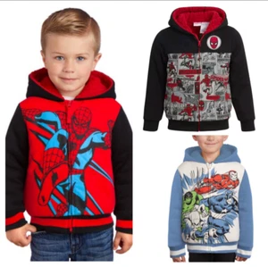 New Spider-Man or Marvel Kids' Boys Plush Hoodie Fleece Jacket Select Style Size - Picture 1 of 33