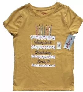 Cat & Jack Yellow Birthday shirt~Happiest Birthday Ever!!!~ Size 18 (XXL). Gift - Picture 1 of 6