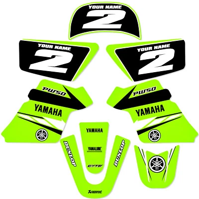 KIT GRÁFICOS CALCOMANÍAS YAMAHA PW 50 PW50 DECO Se adapta a los años 1990 - 2018 verde Foto 1 de 2