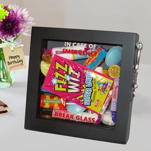 BIRTHDAY GIFT Emergency Break Glass 3d Box Frame Confectionery/Retro Old Sweets - Picture 1 of 22