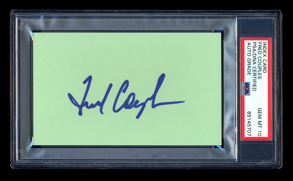 FRED COUPLES SIGNED INDEX CARD PSA/DNA AUTOGRAPHED MASTERS CHAMPION GEM MINT 10 - Image 1 of 1