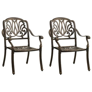 Tidyard 2 Piece Garden Chairs Cast Armchair Metal Dining Chair Bronze D2H0 - Picture 1 of 8