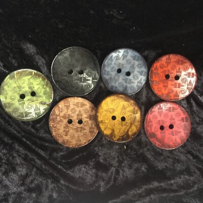 Extra Large Coconut Shell Aztec Etched Button 51mm 7 Colours SEHLBACH & WHITING - Image 1 of 4